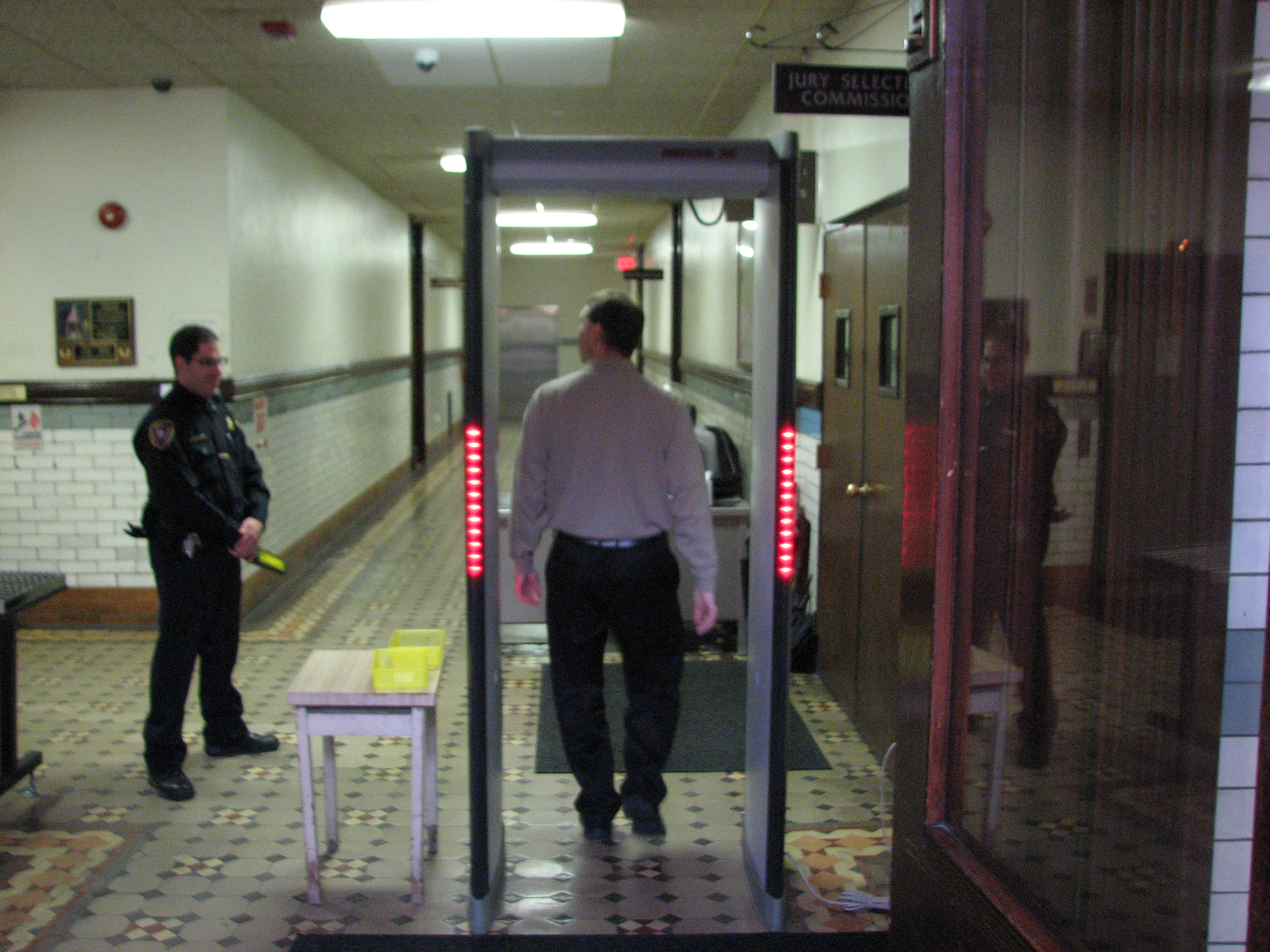 Mike at security checkpoint